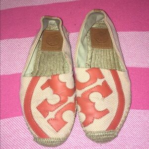 Tory Burch Orange and Cream Flats